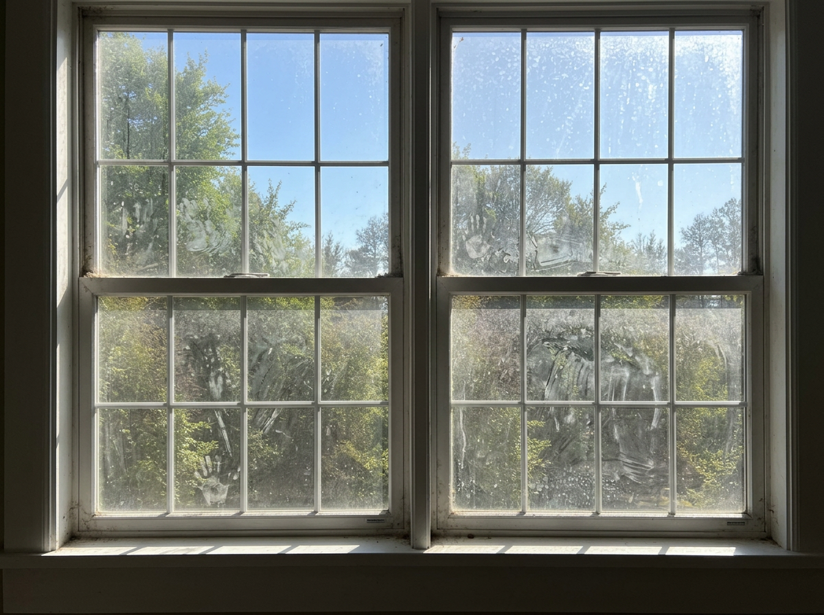 Residential windows before cleaning